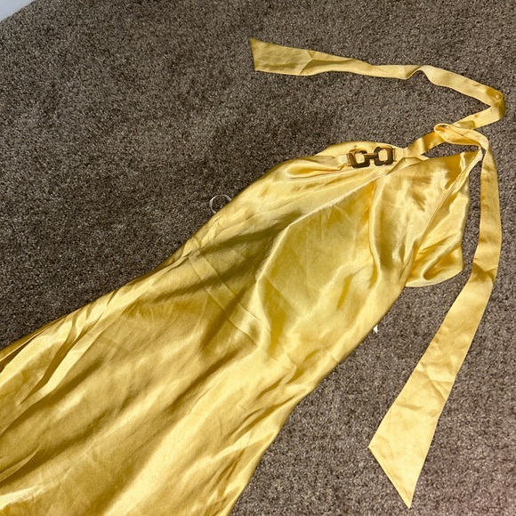 Hello Molly ENCHANTED BEAUTY HALTER SATIN MAXI DRESS YELLOW - Picture 2 of 4